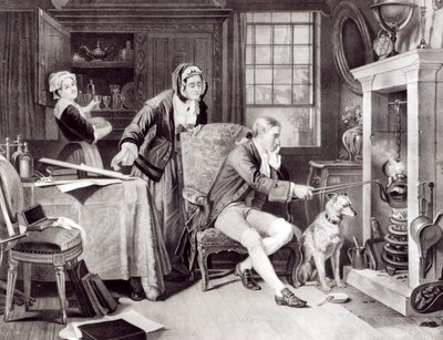 James Watt (1736-1819) jouant avec la vapeur - English School