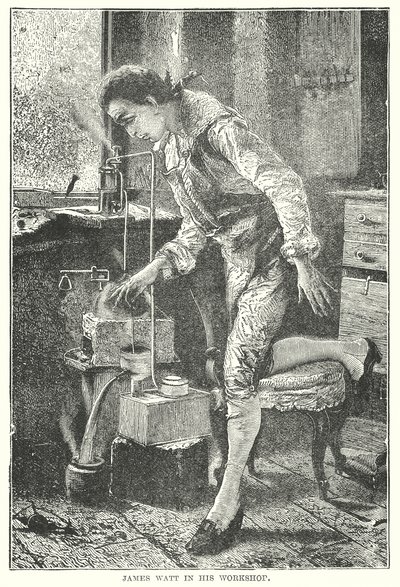 James Watt dans son atelier (gravure) - English School