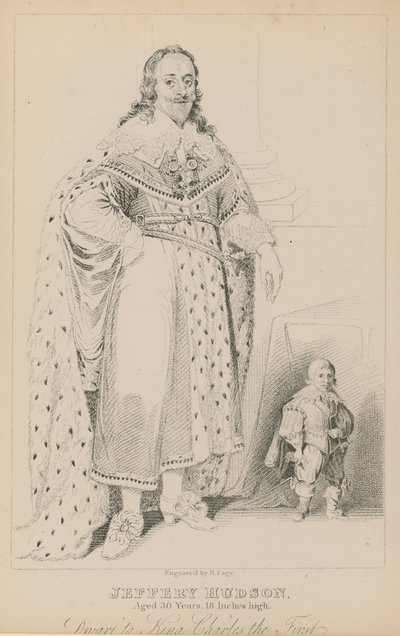 Jeffery Hudson, âgé de 30 ans, 18 pouces de haut, nain du roi Charles I - English School