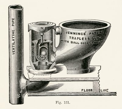Closet à valve sans piège de Jennings, 1870 - English School