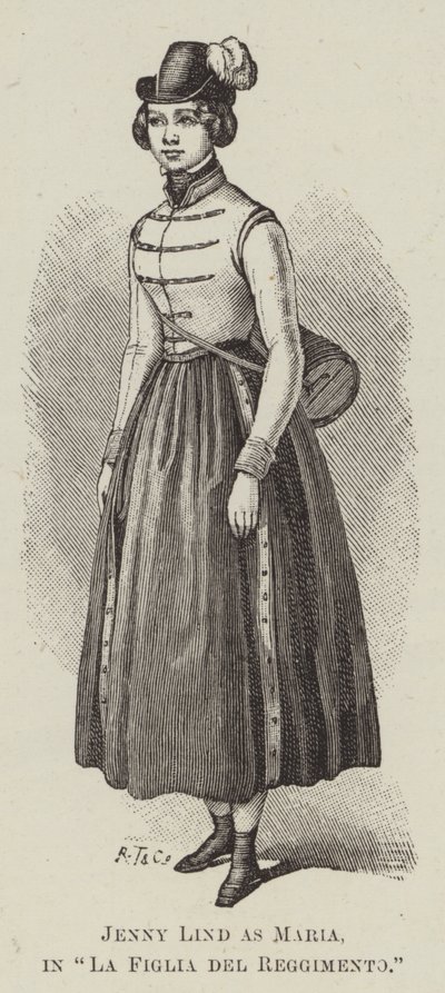 Jenny Lind en Maria, dans "La Figlia del Reggimento" (gravure) - English School