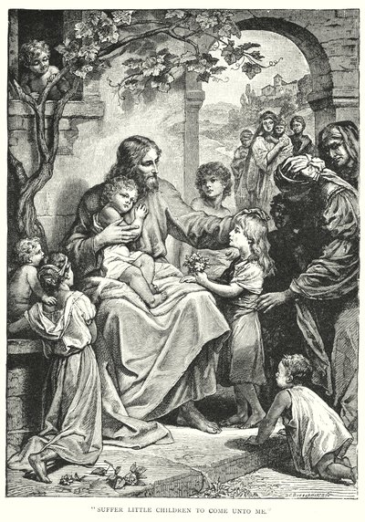 Jésus-Christ et les enfants (gravure) - English School