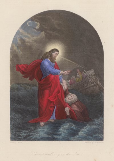 Jésus-Christ marchant sur la mer de Galilée - English School