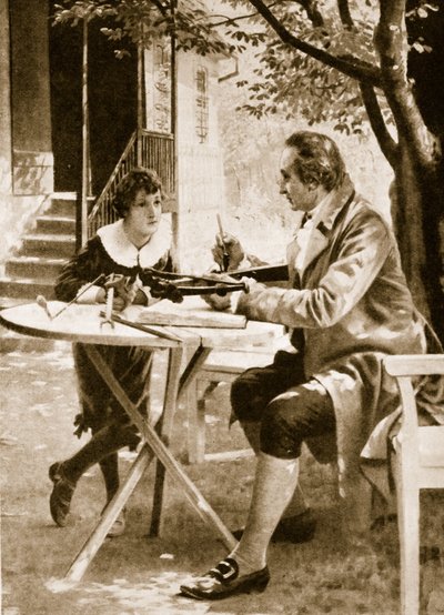 Johann Wolfgang von Goethe instruisant son fils, August, à tirer à l