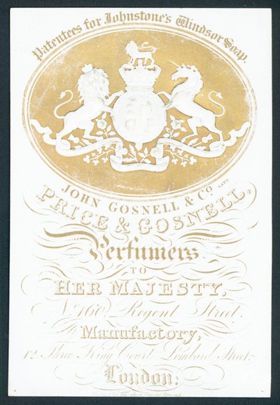 John Gosnell & Co, anciennement Price & Gosnell, carte de visite - English School