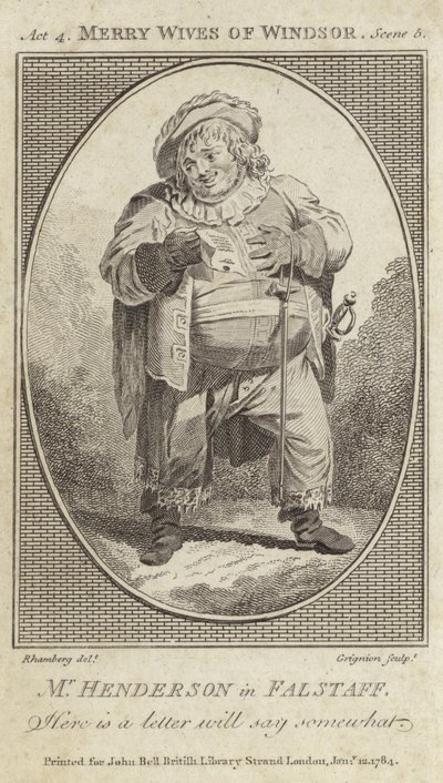 John Henderson en Falstaff dans Les Joyeuses Commères de Windsor - English School
