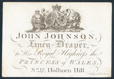 John Johnson, drapier, carte de visite - English School