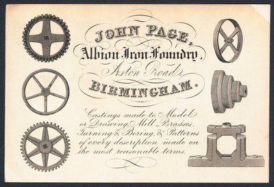 John Page, Albion Iron Foundry, carte de visite - English School
