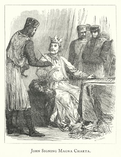 Jean signant la Magna Carta (gravure) - English School