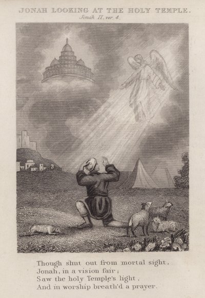 Jonas regardant le Saint Temple, Jonas II, verset 4 (gravure) - English School