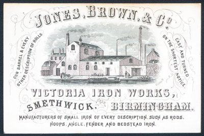 Jones, Brown & Co, Victoria Iron Works, carte de visite - English School
