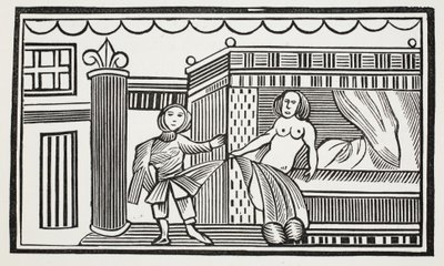Joseph et sa maîtresse, illustration de Chap-books du XVIIIe siècle par John Ashton, pub. 1882 - English School
