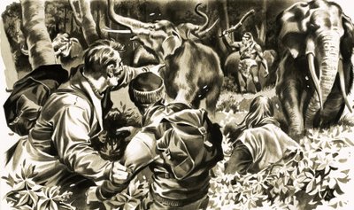 Voyage au centre de la Terre. Illustration du feuilleton par Jules Verne - English School