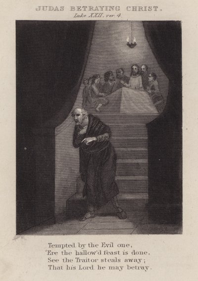 Judas trahissant le Christ, Luc XXII, verset 4 - English School