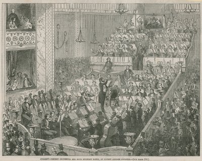Orchestre de concert de Jullien et quatre fanfares militaires au théâtre de Covent Garden - English School