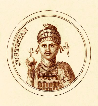 Justinien, illustration du Dictionnaire Historique Universel par George Crabb, publiée en 1825 - English School