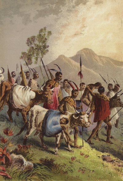 Kaffirs transportant leurs blessés de la guerre - English School