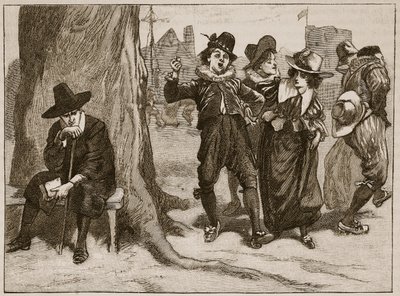 Observation du dimanche, selon le Livre des Sports du roi Jacques, illustration de Cassells Illustrated History of England - English School