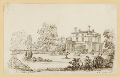 Jardins du palais de Kensington ; daté du 27 août 1857 (encre sur papier) - English School