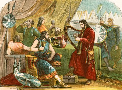 Le roi Alfred déguisé en ménestrel dans le camp danois - English School