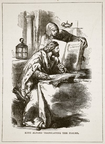 Le roi Alfred traduisant les Psaumes - English School