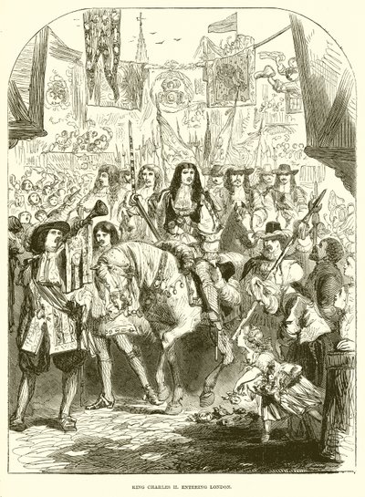 Le roi Charles II entrant à Londres - English School
