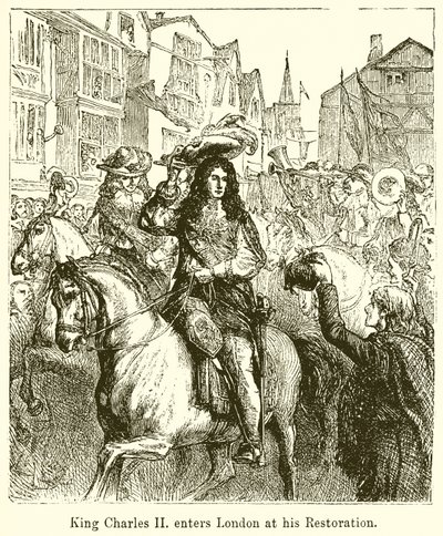 Le roi Charles II entre à Londres lors de sa restauration - English School