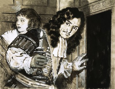 Le roi Charles II se cache après sa défaite à la bataille de Worcester - English School