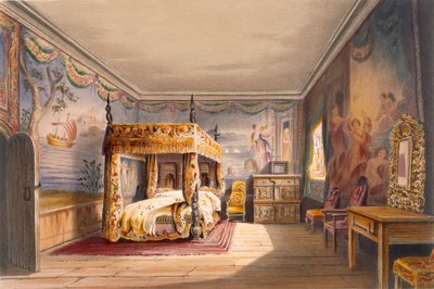 Chambre du Roi Charles, Cotehele House, vers 1830-40 - English School