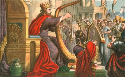 Le roi David chantant des psaumes - English School