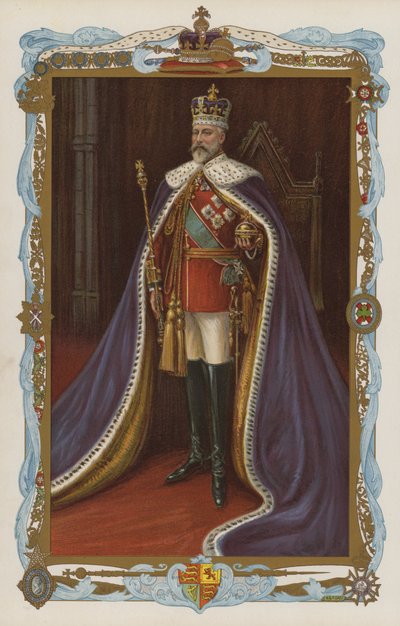 Le roi Édouard VII en robes de couronnement - English School