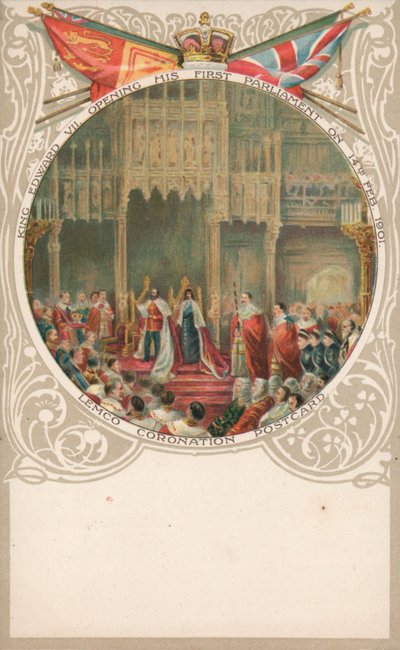 Le roi Édouard VII ouvrant son premier Parlement le 14 février 1901 - English School
