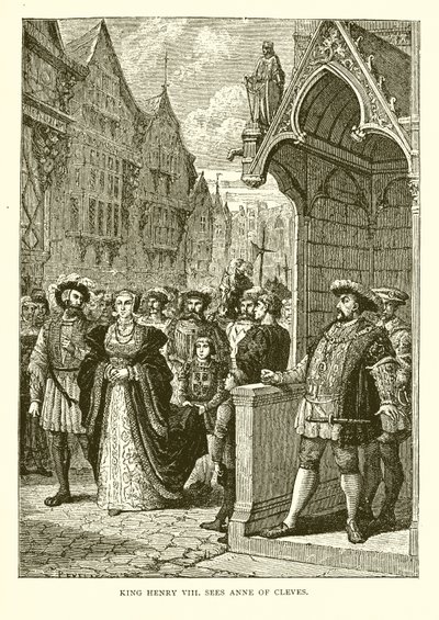 Le roi Henri VIII voit Anne de Clèves (gravure) - English School