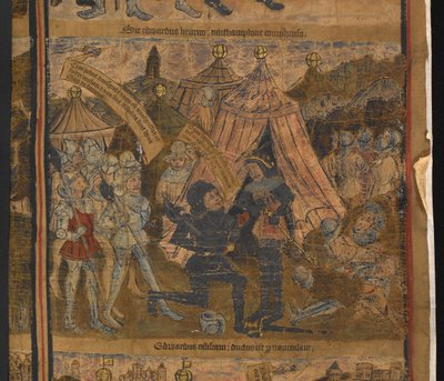 Le roi Henri VI capturé après la bataille de Northampton, de la vie typologique et généalogie du roi Édouard IV, Harley MS 7353 - English School