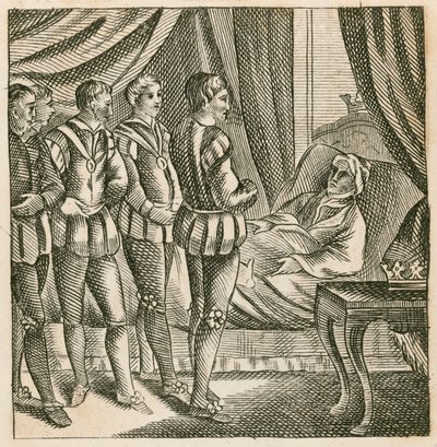 Le roi Henri V remettant son dernier testament au duc de Bedford - English School