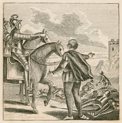 Le roi Henri V inspectant le champ de bataille après la défaite des Français à Azincourt - English School