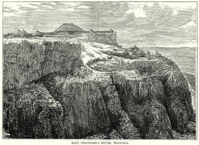 Maison du roi Théodore, Magdala (gravure) - English School
