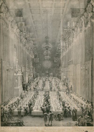 Le roi Guillaume IV et Adélaïde au Guildhall, Londres, 1834 - English School