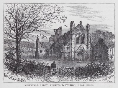 Abbaye de Kirkstall, gare de Kirkstall, près de Leeds (gravure) - English School