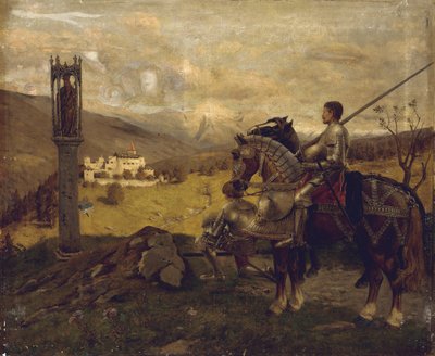 Chevaliers devant un sanctuaire de bord de route - English School