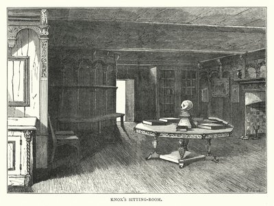 Salle de séjour de Knox (gravure) - English School
