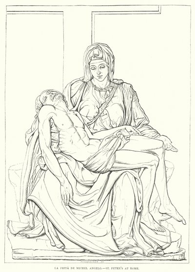 La Pietà de Michel-Ange, Saint-Pierre de Rome (gravure) - English School