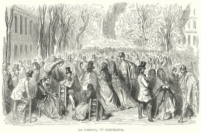 La Rambla, à Barcelone (gravure) - English School