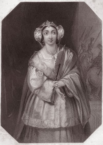 Lady Percy (Henri IV) - « Galerie des femmes de Shakespeare, collection de quarante-cinq portraits sérieux par les premiers artistes de Londres, enrichie de notices critiques et littéraires » vers 1838 - de « Galerie des femmes de Shakespeare » - English School