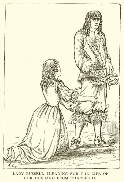 Lady Russell plaidant pour la Vie de son Mari auprès de Charles II - English School