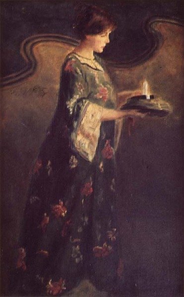 Dame avec une bougie, vers 1890 - English School
