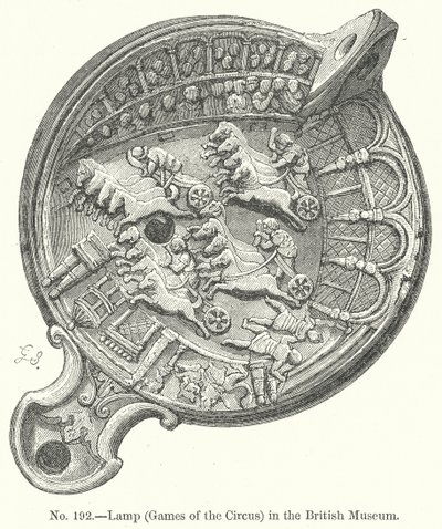 Lampe (Jeux du cirque) au British Museum (gravure) - English School
