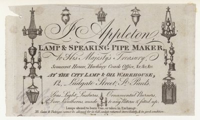 Fabricant de lampes, carte de visite - English School