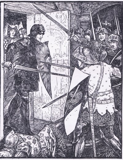 Lancelot sort de la chambre de Guenièvre, illustration de 