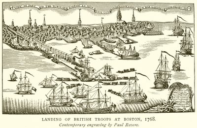 Débarquement des troupes britanniques à Boston, 1768 - English School
